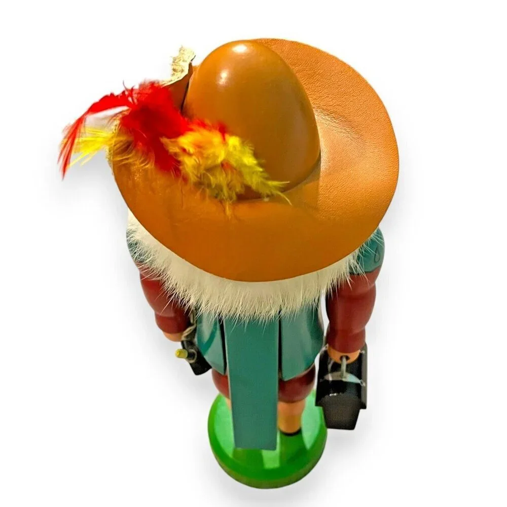 Nutcracker Musketeer w/Sword Leather Hat Feather NO FEET wooden Christmas Decor